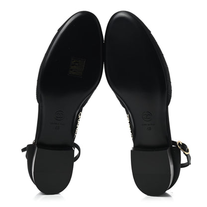 Chanel Grosgrain Cap Toe CC Ankle Strap Sandals 40 Black 5 of 8