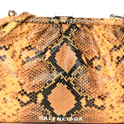 Balenciaga Calfskin Logo Python Effect Cloud Clutch XS Orange Black 7 of 9