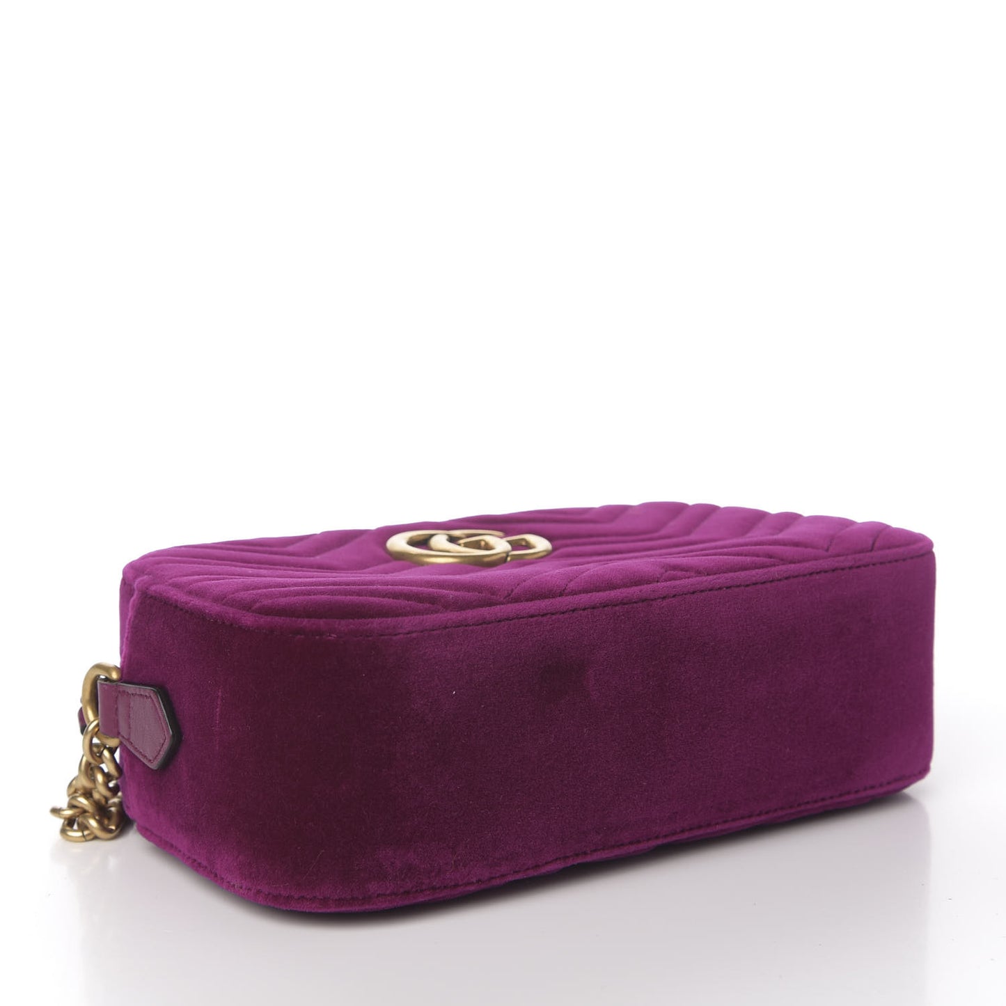 Velvet Matelasse Small GG Marmont Chain Shoulder Bag Fuchsia Violet Cyclamen