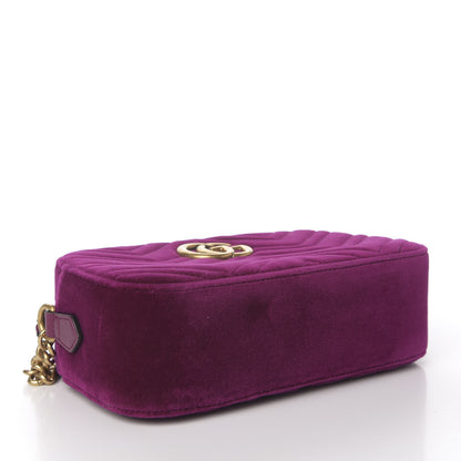 Gucci Velvet Matelasse Small GG Marmont Chain Shoulder Bag Fuchsia Violet Cyclamen 3 of 8