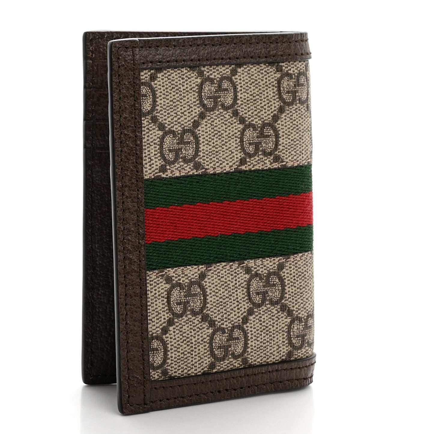 GG Supreme Monogram Web Ophidia Card Case Beige New Acero