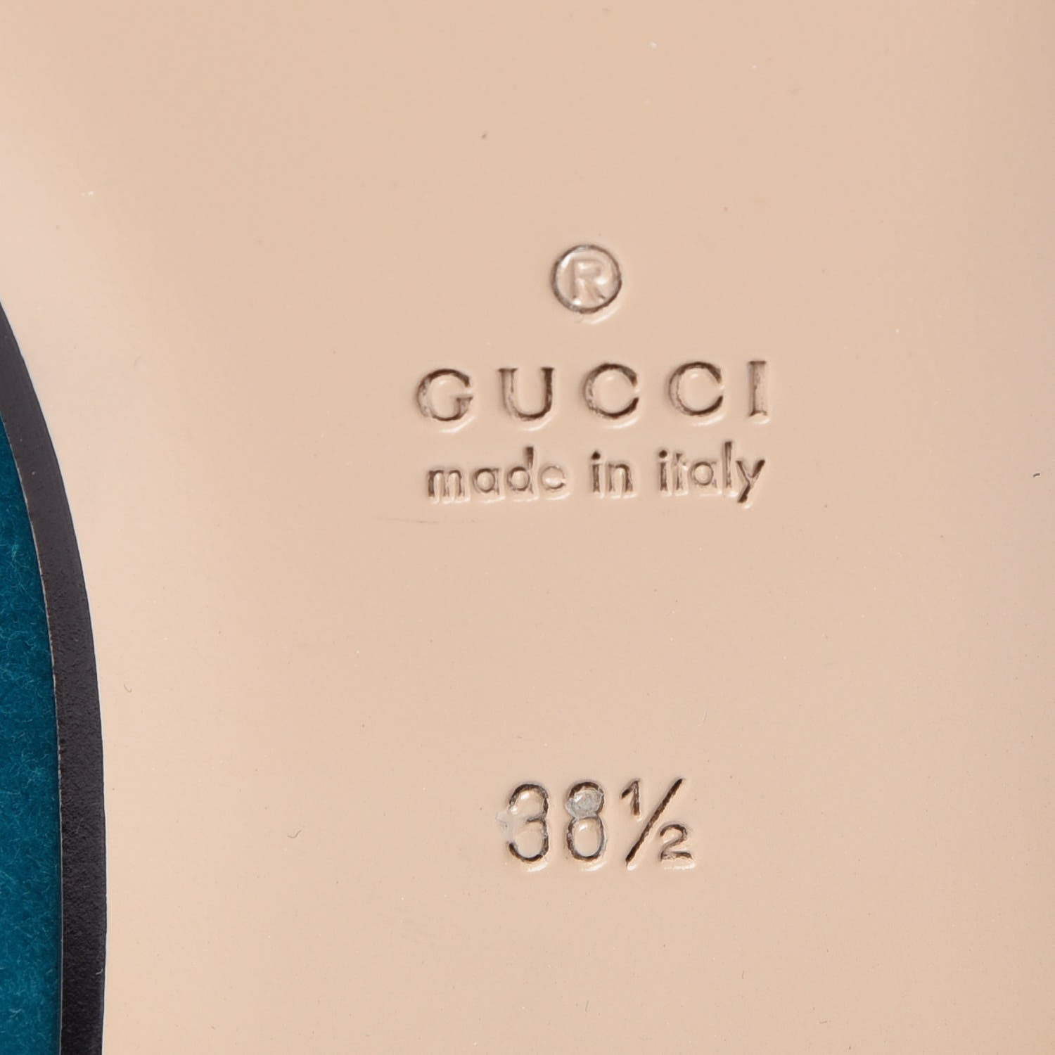 Gucci Velvet Floral Embroidered Womens Princetown Slippers 38.5 Pavone 6 of 8