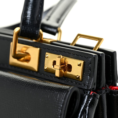 Valentino Garavani Grainy Calfskin Rockstud Medium Alcove Top-Handle Bag Black 15 of 16