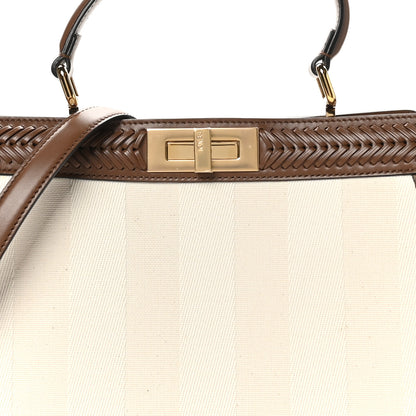 Fendi Canvas Pequin Calfskin Ceylon Medium Peekaboo I SEE U Satchel Grezzo Gianduia 8 of 10