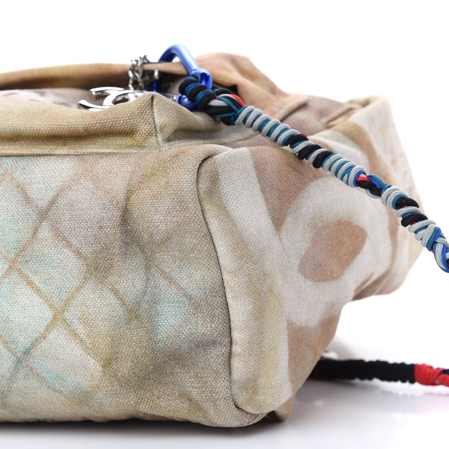 Graffiti Printed Canvas Medium Backpack Beige