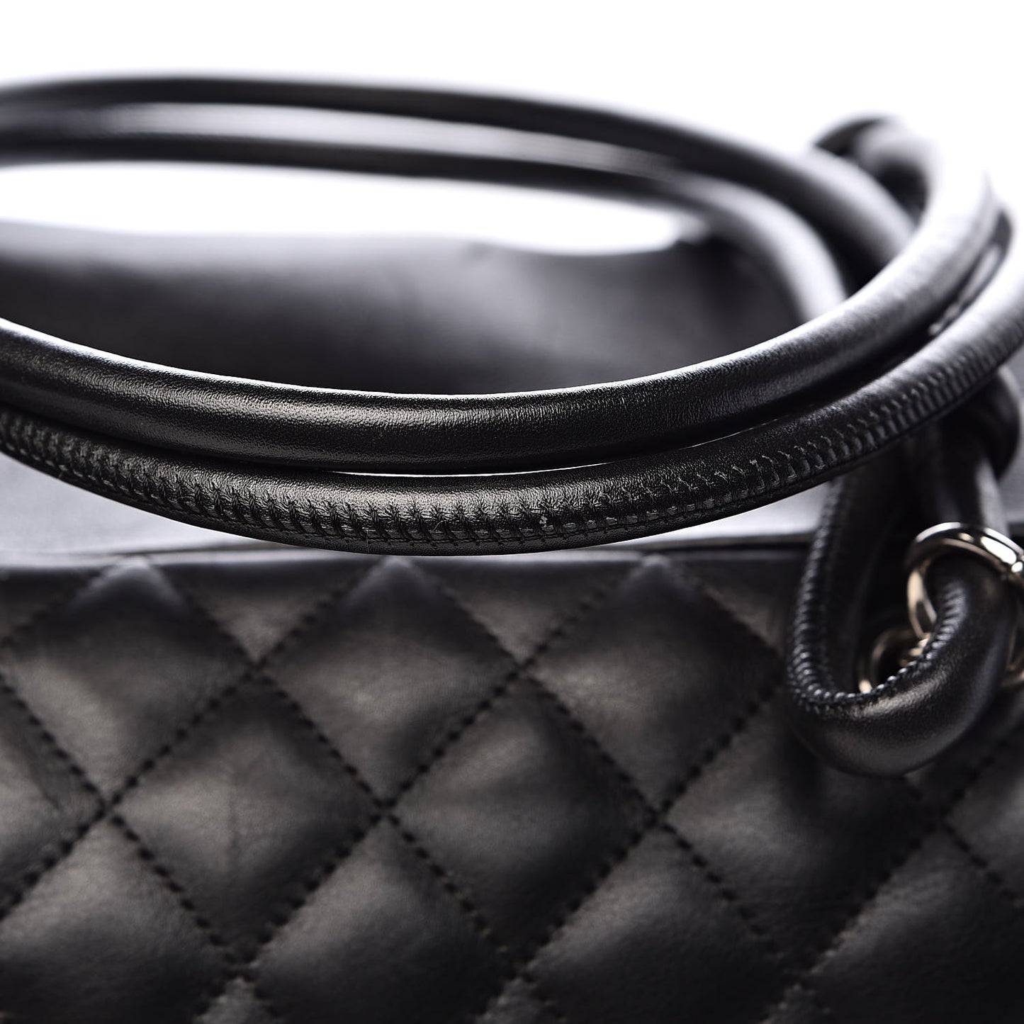 Calfskin Quilted Large Cambon Bag Black