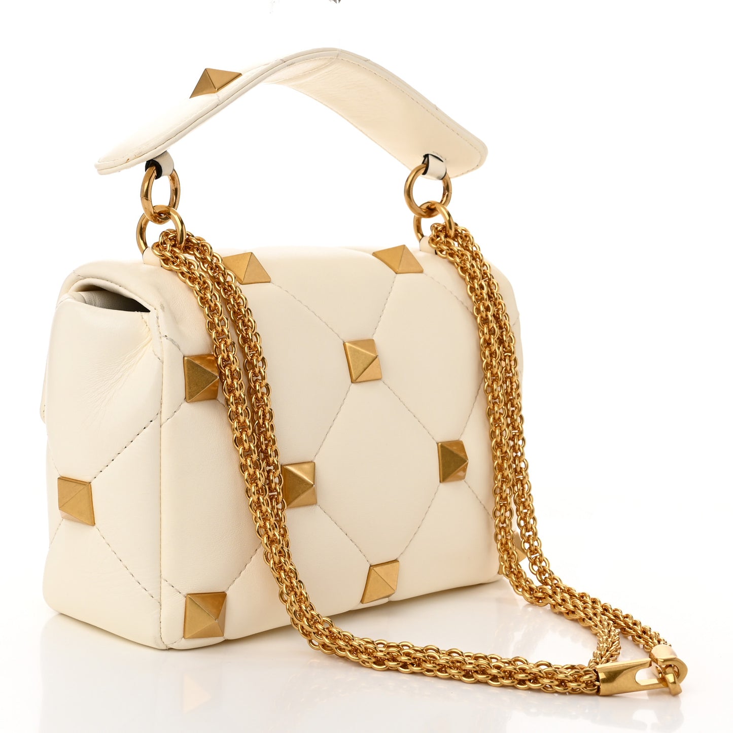 Nappa Medium Roman Stud Shoulder Bag Ivory