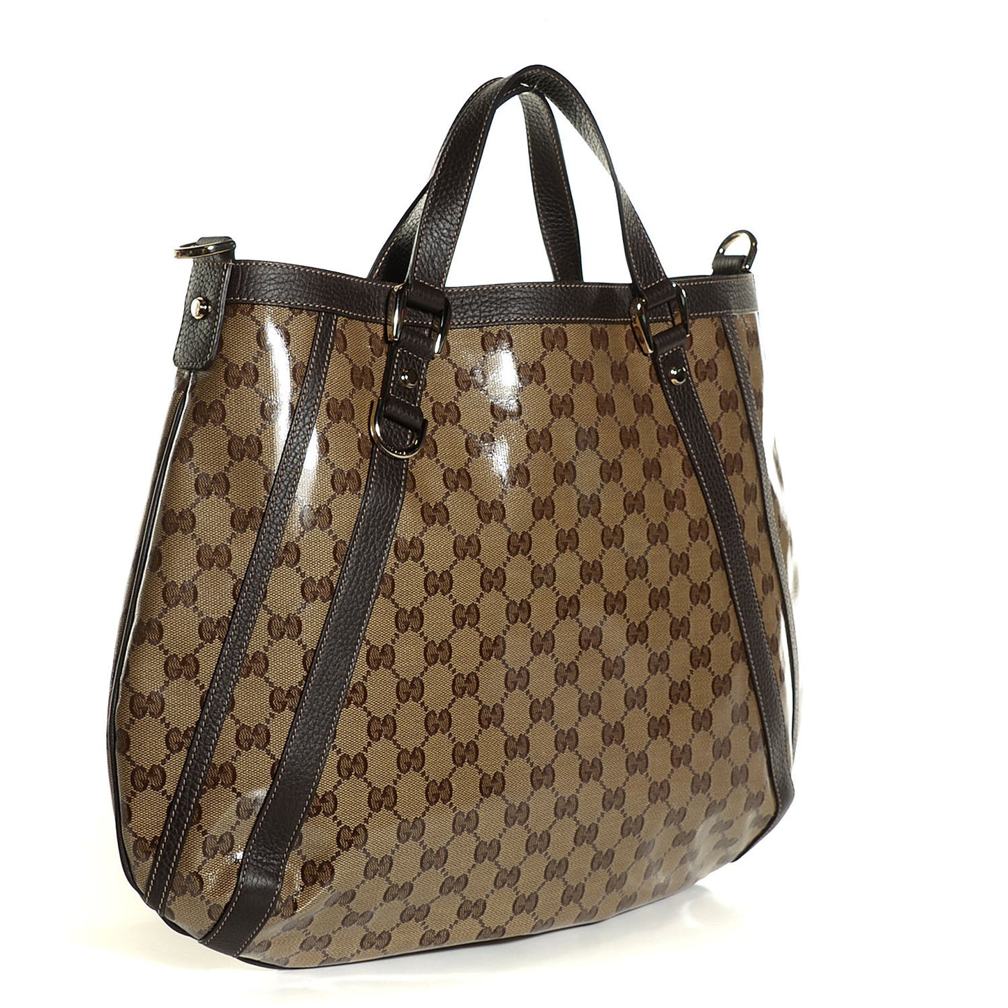 Crystal Monogram Medium Abbey Convertible Tote Dark Brown