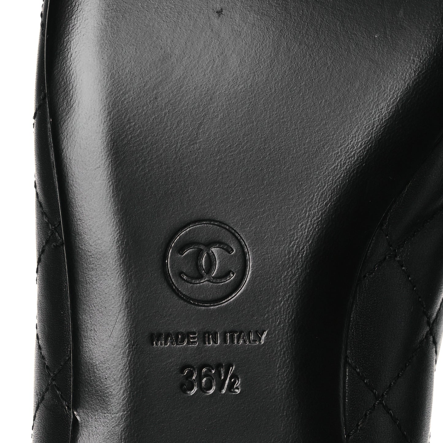 Calfskin Lambskin Quilted CC Cap Toe Ballerina Flats 36.5 Black