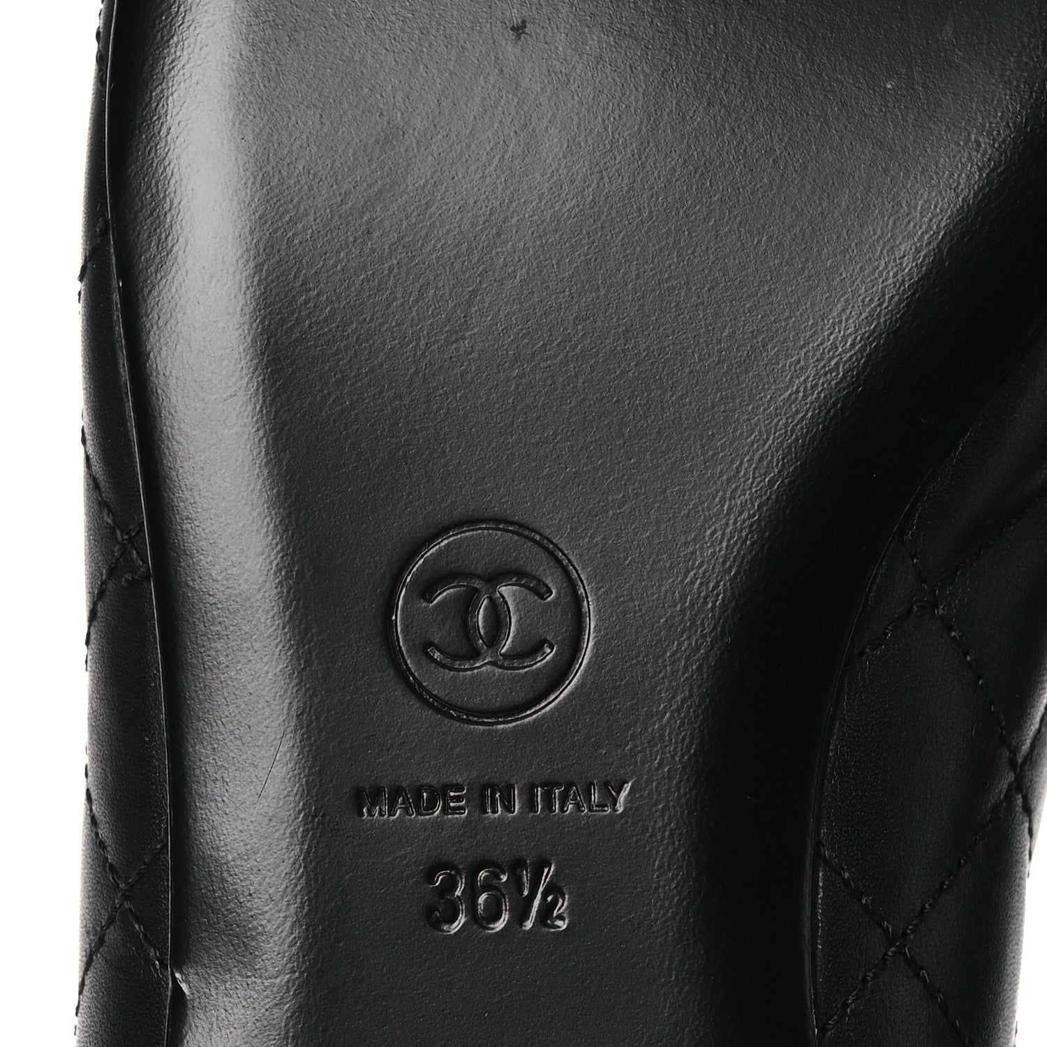 Chanel Calfskin Lambskin Quilted CC Cap Toe Ballerina Flats 36.5 Black 8 of 10
