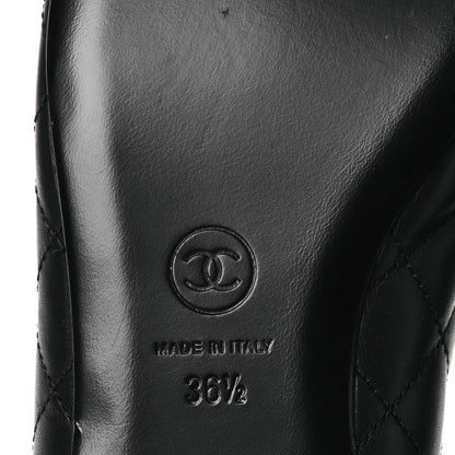Chanel Calfskin Lambskin Quilted CC Cap Toe Ballerina Flats 36.5 Black 8 of 10