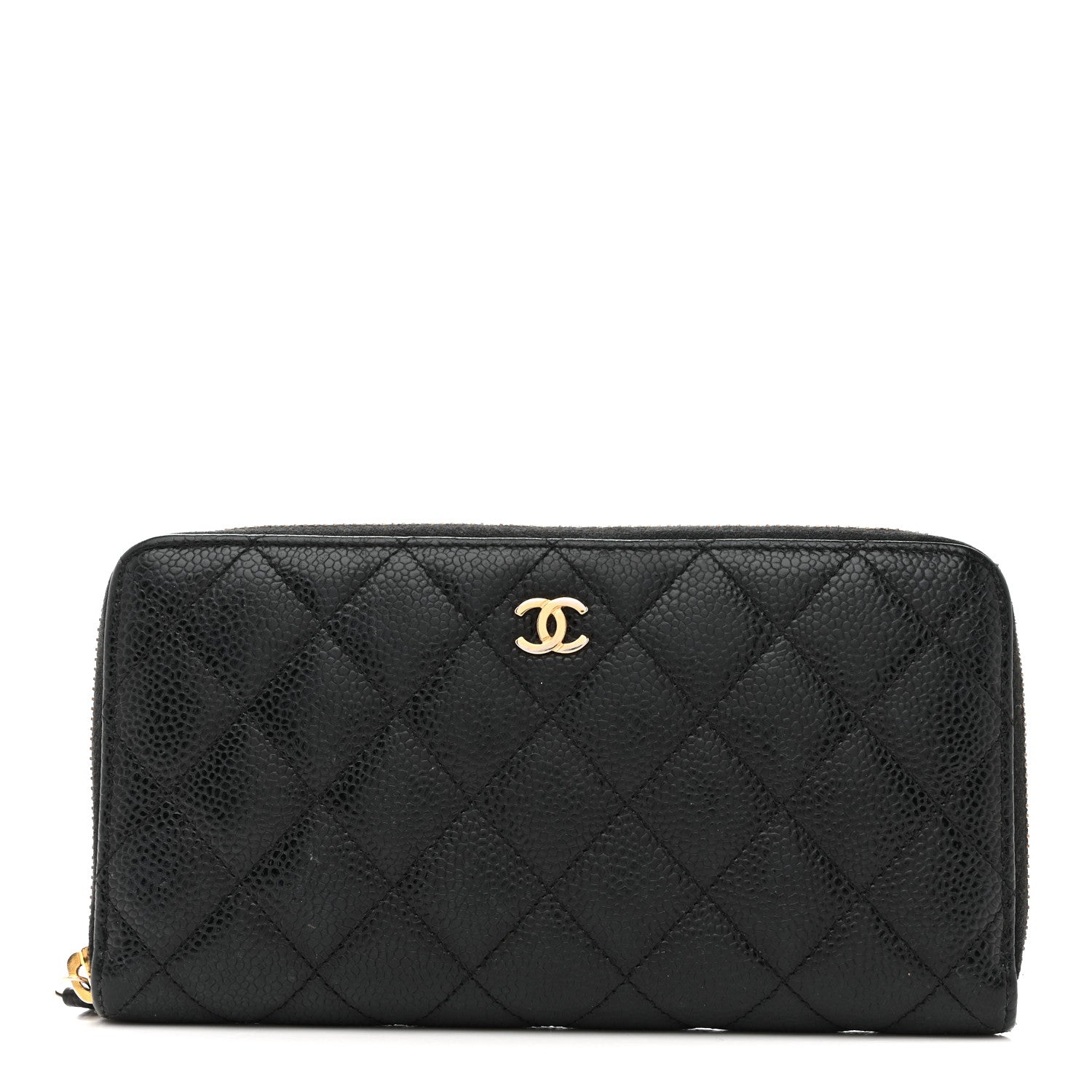 Chanel Caviar Quilted Large Gusset Zip Around Wallet Navy 1 of 12