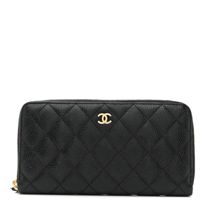 Chanel Caviar Quilted Large Gusset Zip Around Wallet Navy 1 of 12