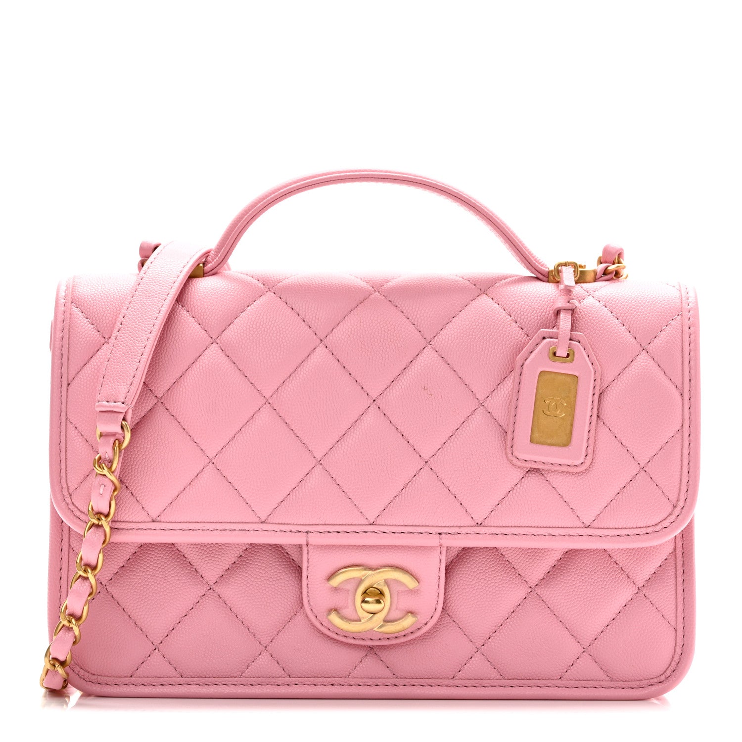 Chanel Caviar Quilted School Memory Small Top Handle Flap Pink 1 of 10