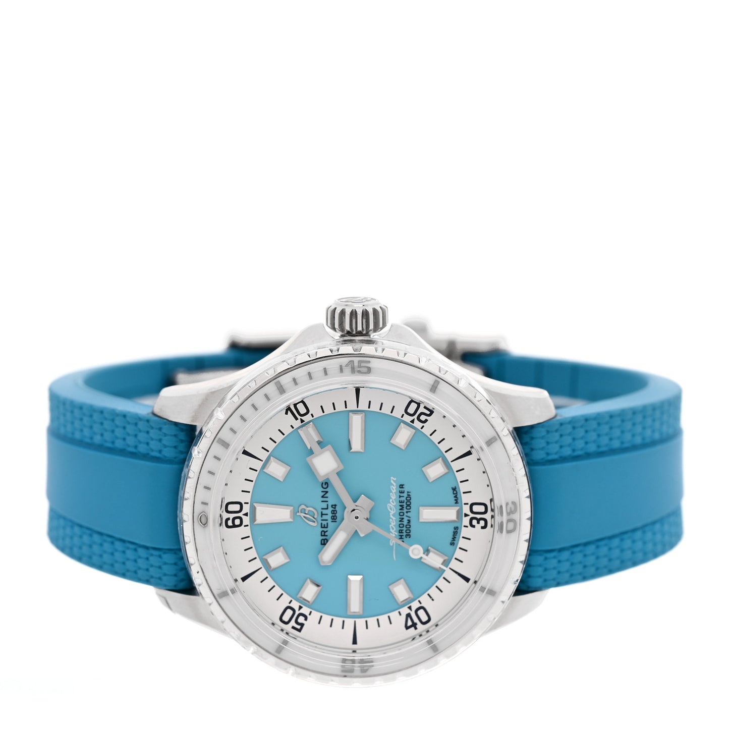 Stainless Steel Rubber 36mm Superocean II Automatic Watch Turquoise A17377211C1S1