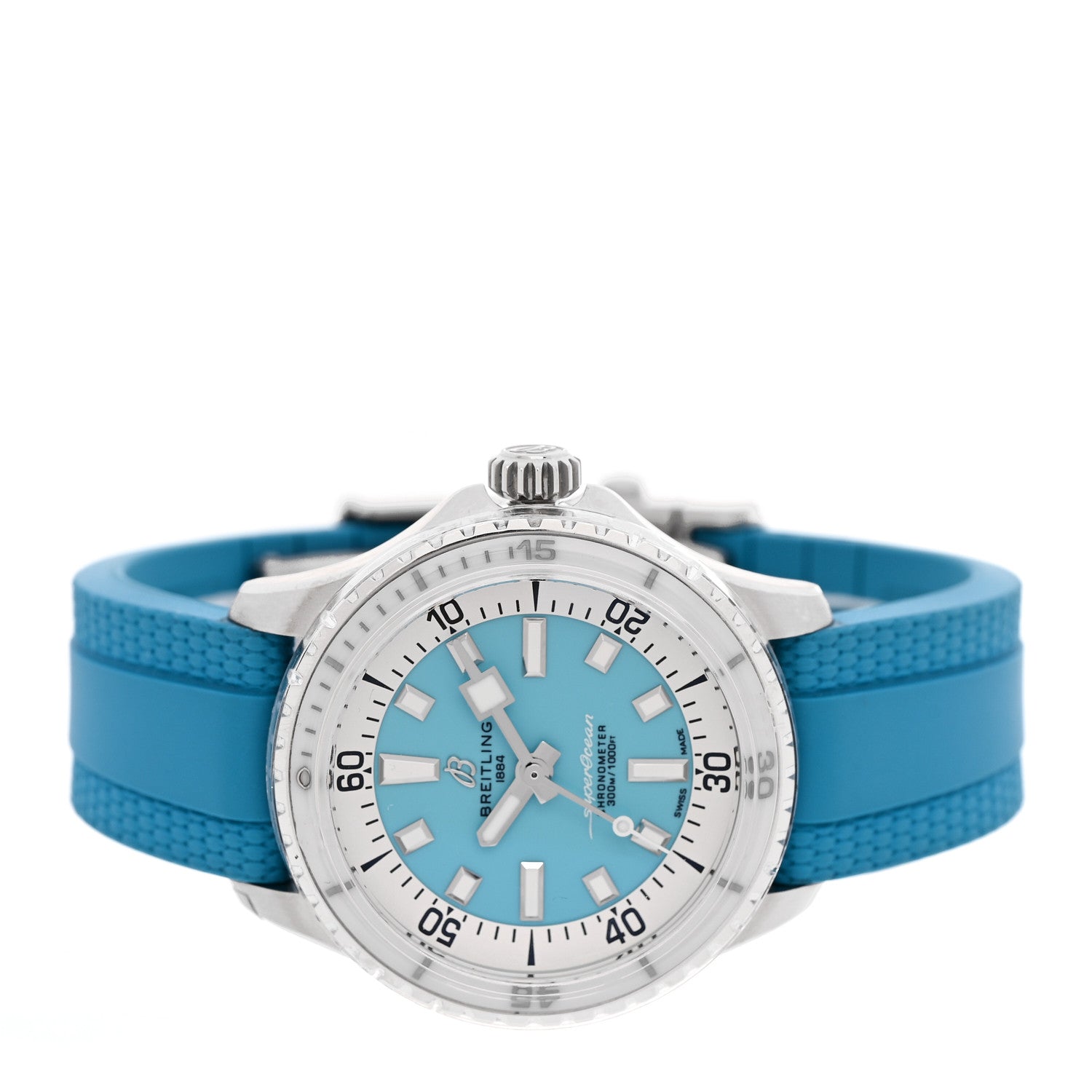 Breitling Stainless Steel Rubber 36mm Superocean II Automatic Watch Turquoise A17377211C1S1 2 of 5