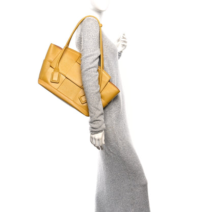 Bottega Veneta Grained Calfskin Maxi Intrecciato Medium Arco Mustard Yellow 3 of 9