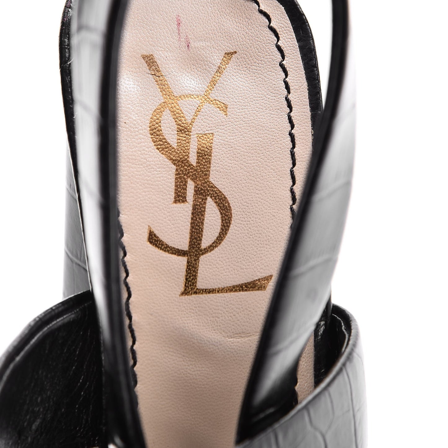 Calfskin Crocodile Embossed Sandals 39 Black