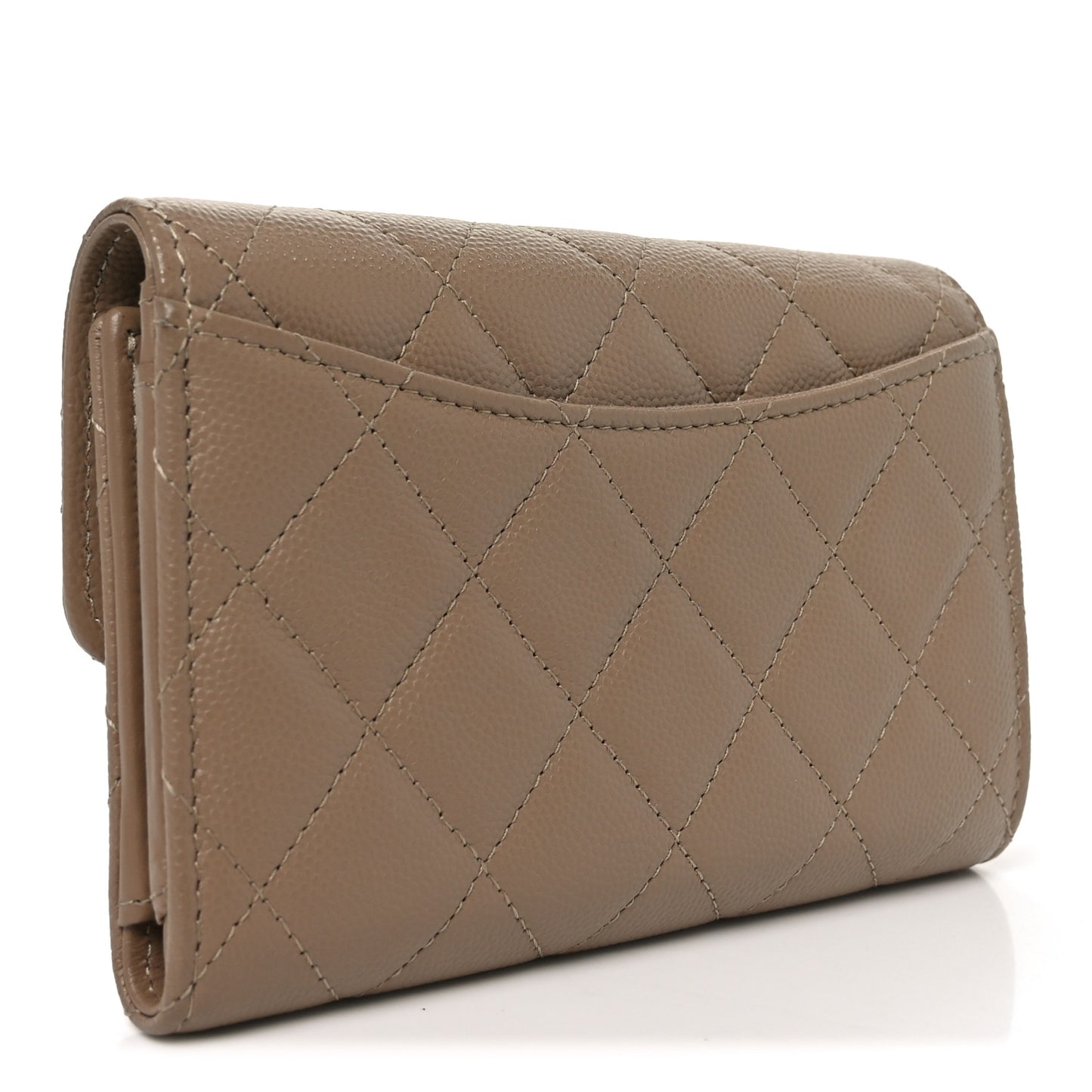 Caviar Quilted Medium Flap Wallet Beige