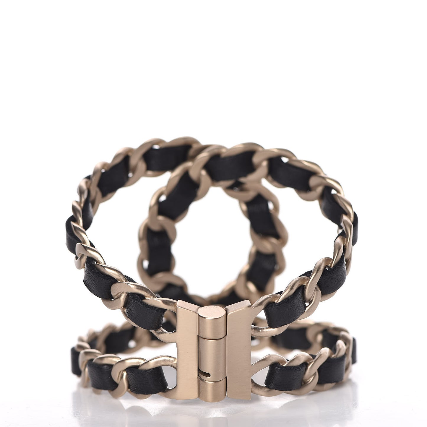 Lambskin Chain CC Cuff Black Gold