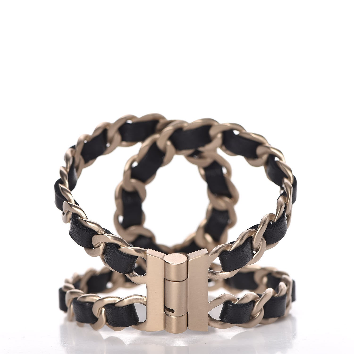 Chanel Lambskin Chain CC Cuff Black Gold 3 of 5