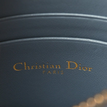 Christian Dior Calfskin Cannage Caro Zipped Pouch With Chain Cloud Blue 5 of 8