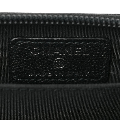 Chanel Caviar Quilted Boy Zip Around Coin Purse Wallet So Black 6 of 7