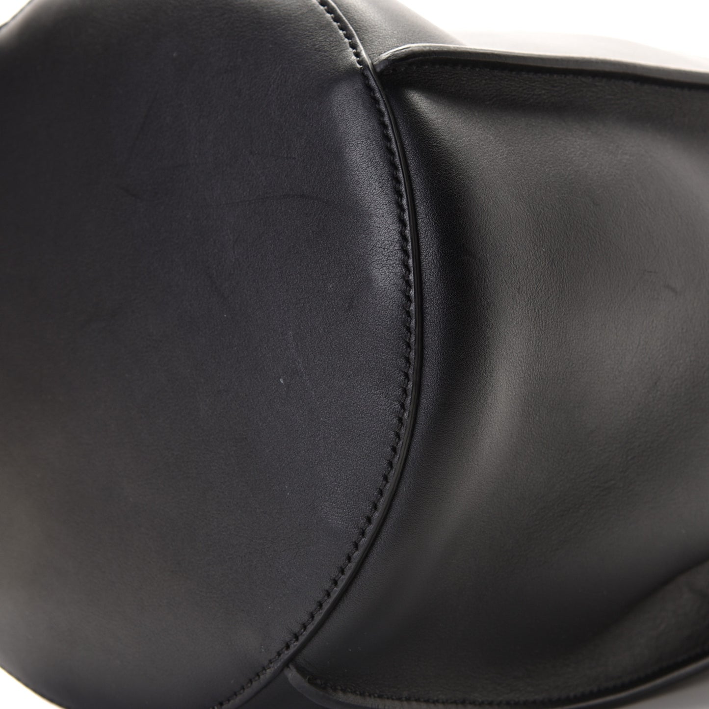 Smooth Calfskin Long Strap Big Bucket Bag Black