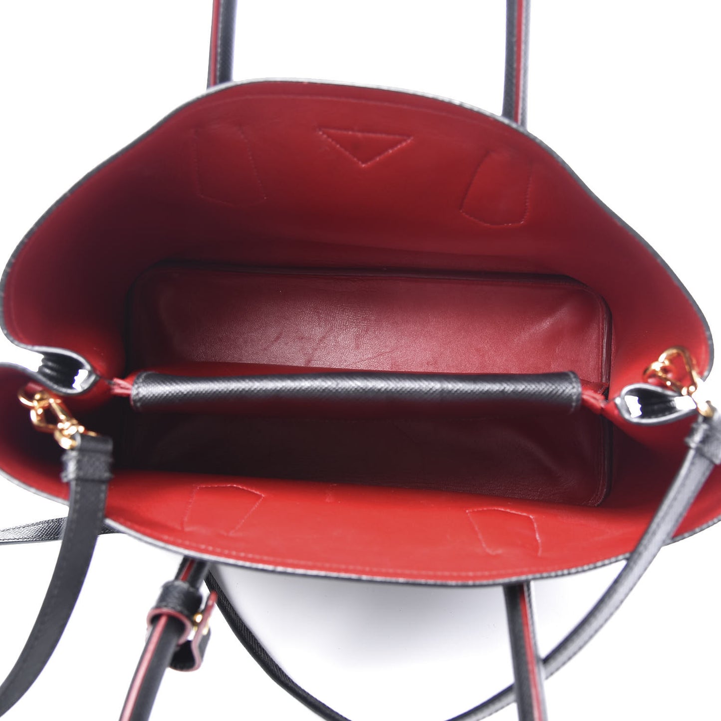 Saffiano Cuir Large Double Bag Black Fuoco
