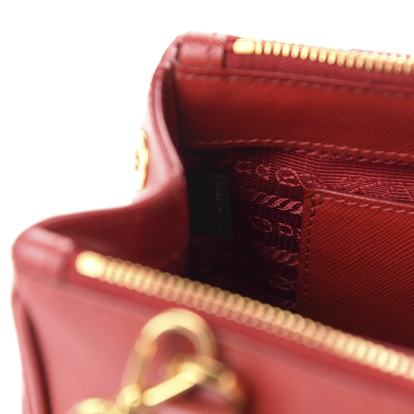 Saffiano Lux Micro Galleria Double Zip Tote Fuoco
