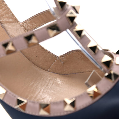Valentino Garavani Nappa Rockstud Ankle Strap 100mm Pumps 36 Marine Poudre 9 of 14