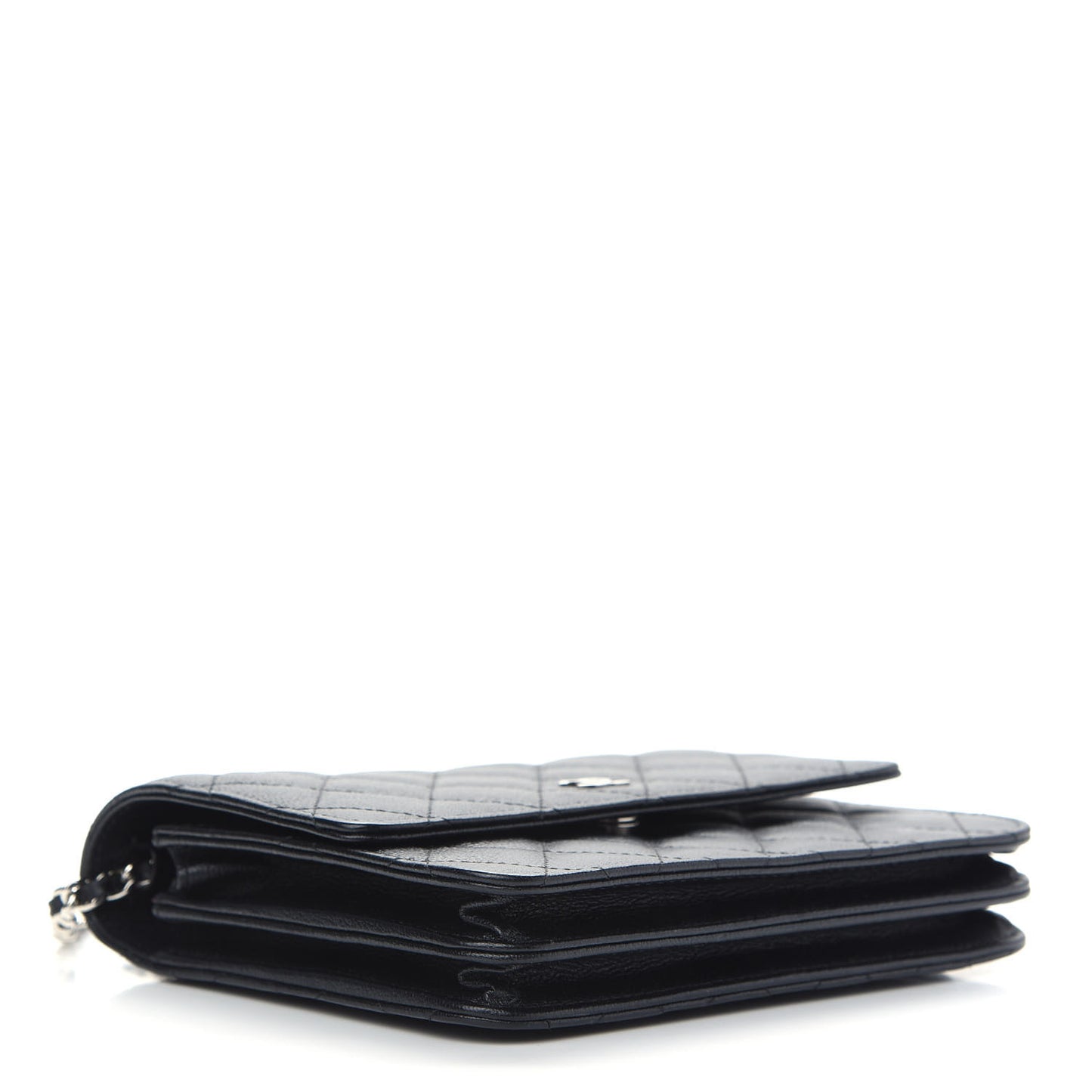 Caviar Quilted Square Wallet On Chain WOC Black