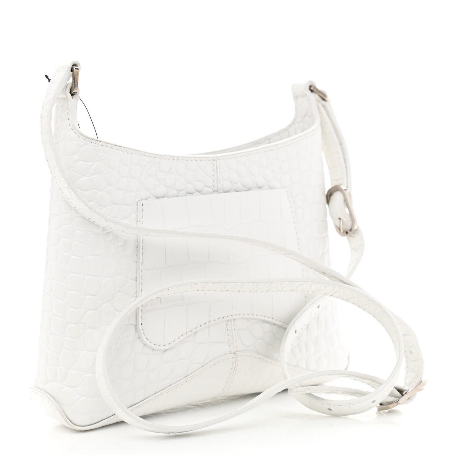Shiny Super Supple Calfskin Crocodile Embossed Small XX Bag Optic White