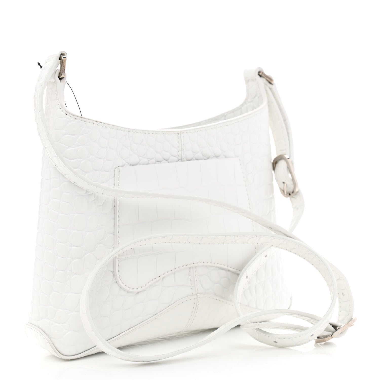 Balenciaga Shiny Super Supple Calfskin Crocodile Embossed Small XX Bag Optic White 3 of 10