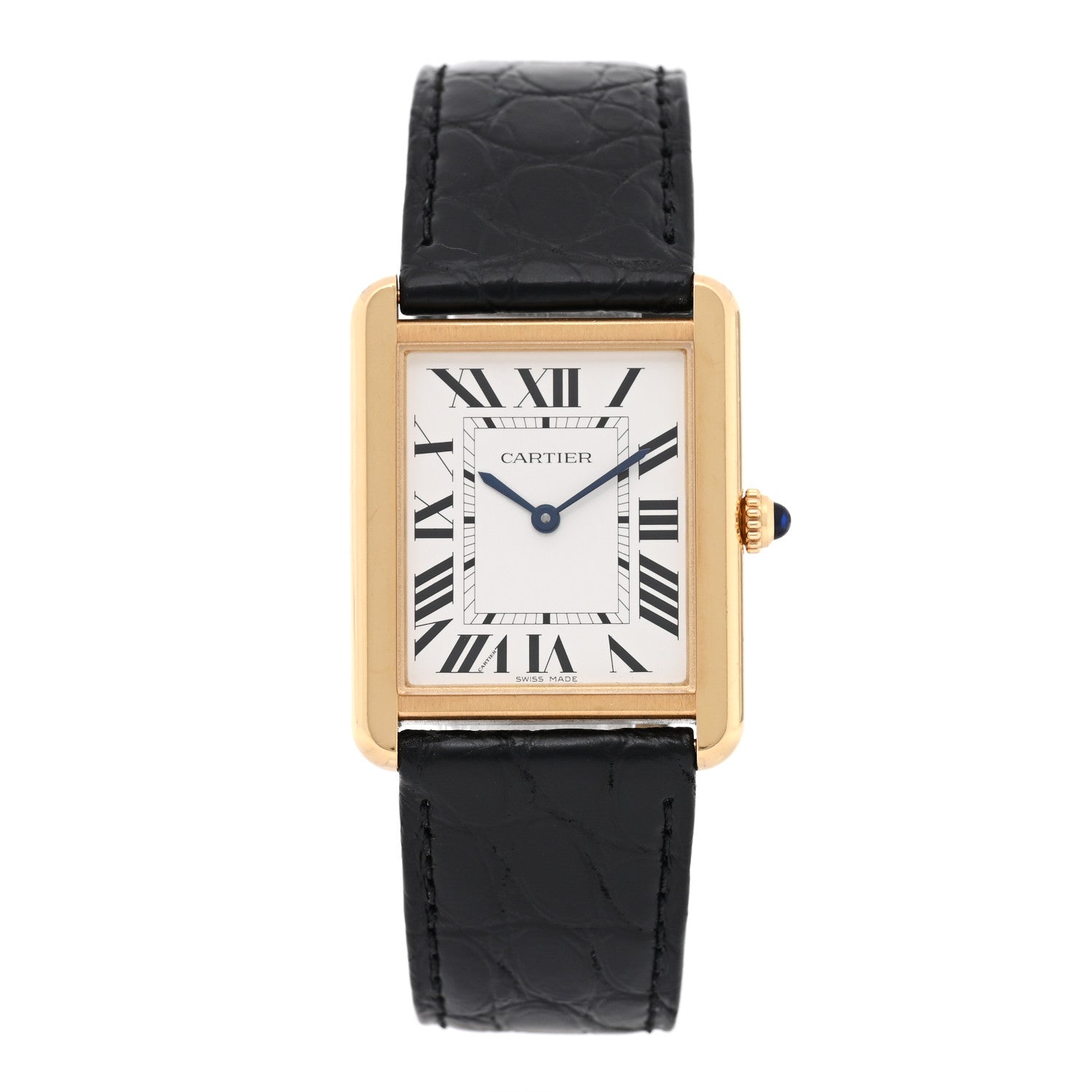 Cartier Stainless Steel 18K Yellow Gold Alligator 27mm Tank Solo Quartz Watch 1 of 5