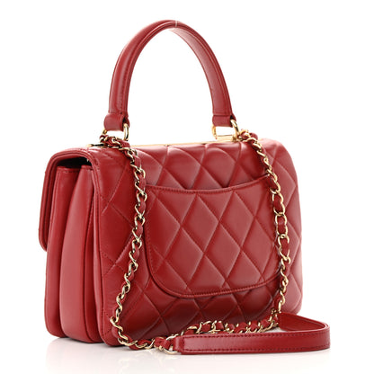 Chanel Lambskin Quilted Small Trendy CC Flap Dual Handle Bag Red 3 of 17