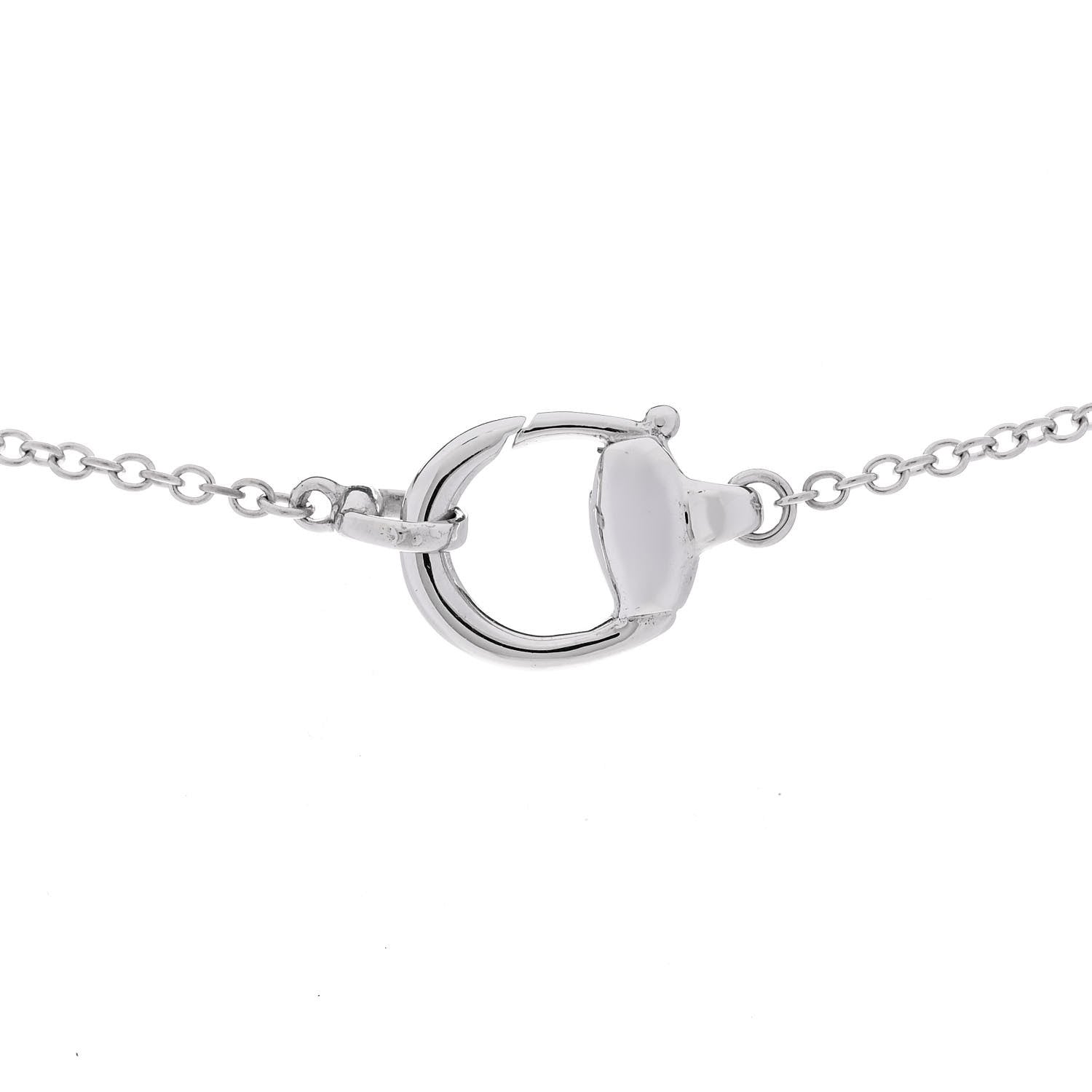Gucci 18K White Gold Diamond Horsebit Fringe Necklace 6 of 6
