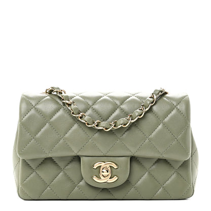 Chanel Lambskin Quilted Mini Rectangular Flap Green 1 of 11