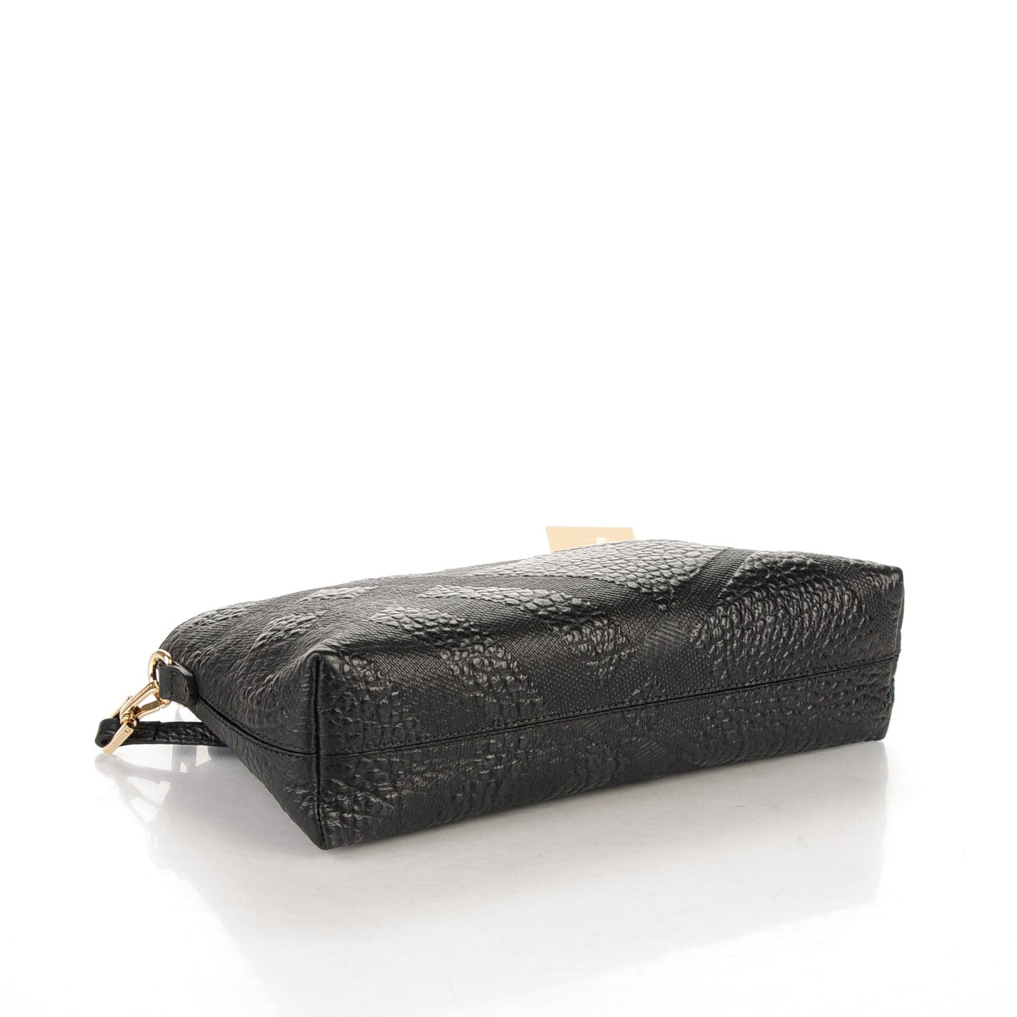 Signature Grain Calfskin Check Embossed Small Chichester Crossbody Clutch Bag Black