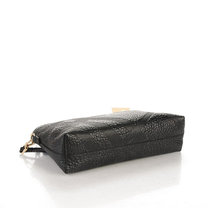 Burberry Signature Grain Calfskin Check Embossed Small Chichester Crossbody Clutch Bag Black 4 of 8