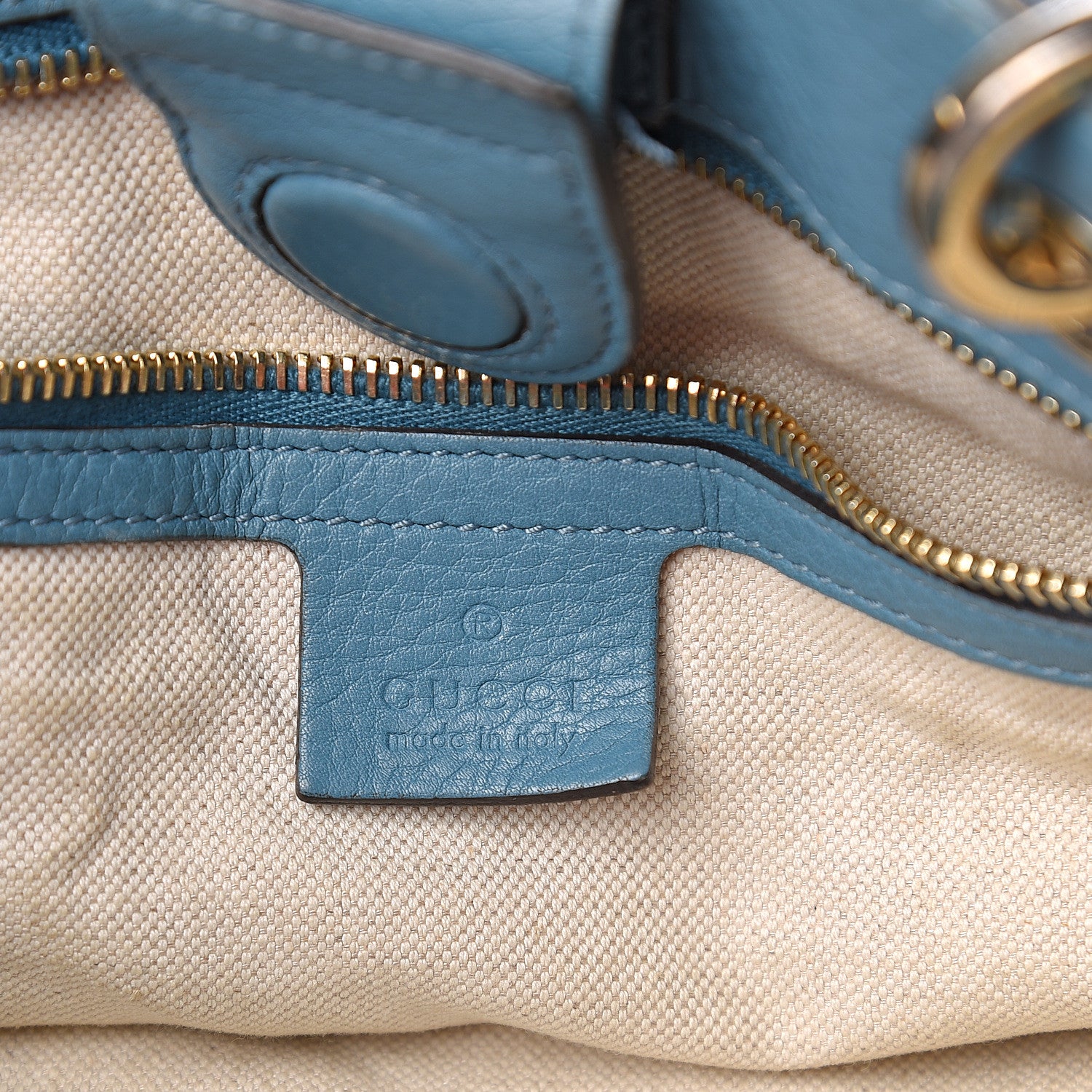 Gucci Pebbled Calfskin Medium Bamboo Shopper Tote Light Blue 7 of 15