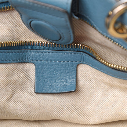 Gucci Pebbled Calfskin Medium Bamboo Shopper Tote Light Blue 7 of 15