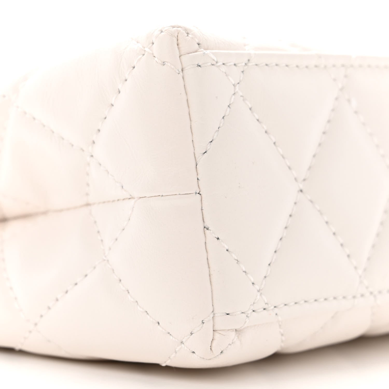 Chanel Shiny Aged Calfskin Quilted Nano Kelly Shopper White 9 of 12