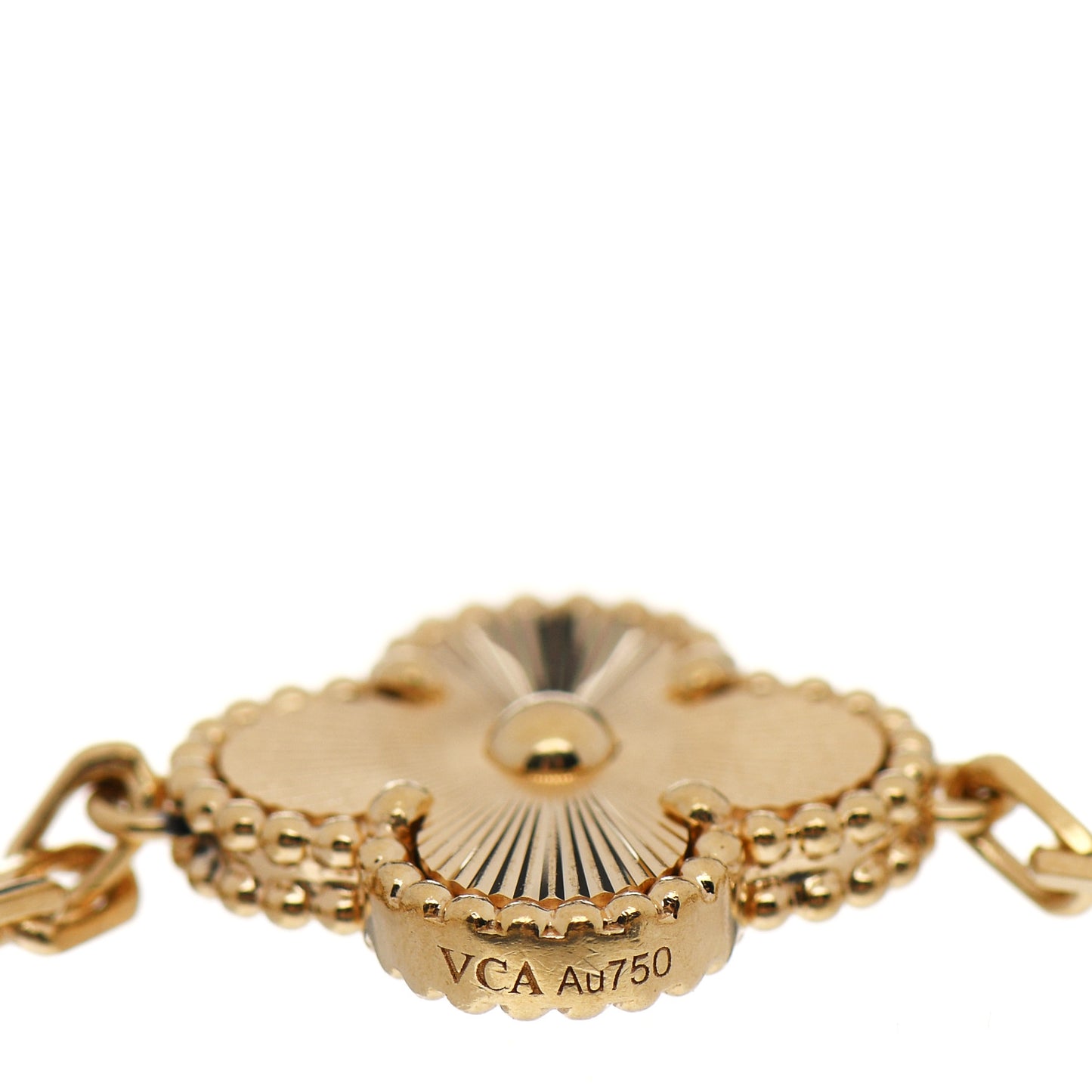 18K Yellow Gold Diamond 5 Motifs Guilloche Vintage Alhambra Bracelet