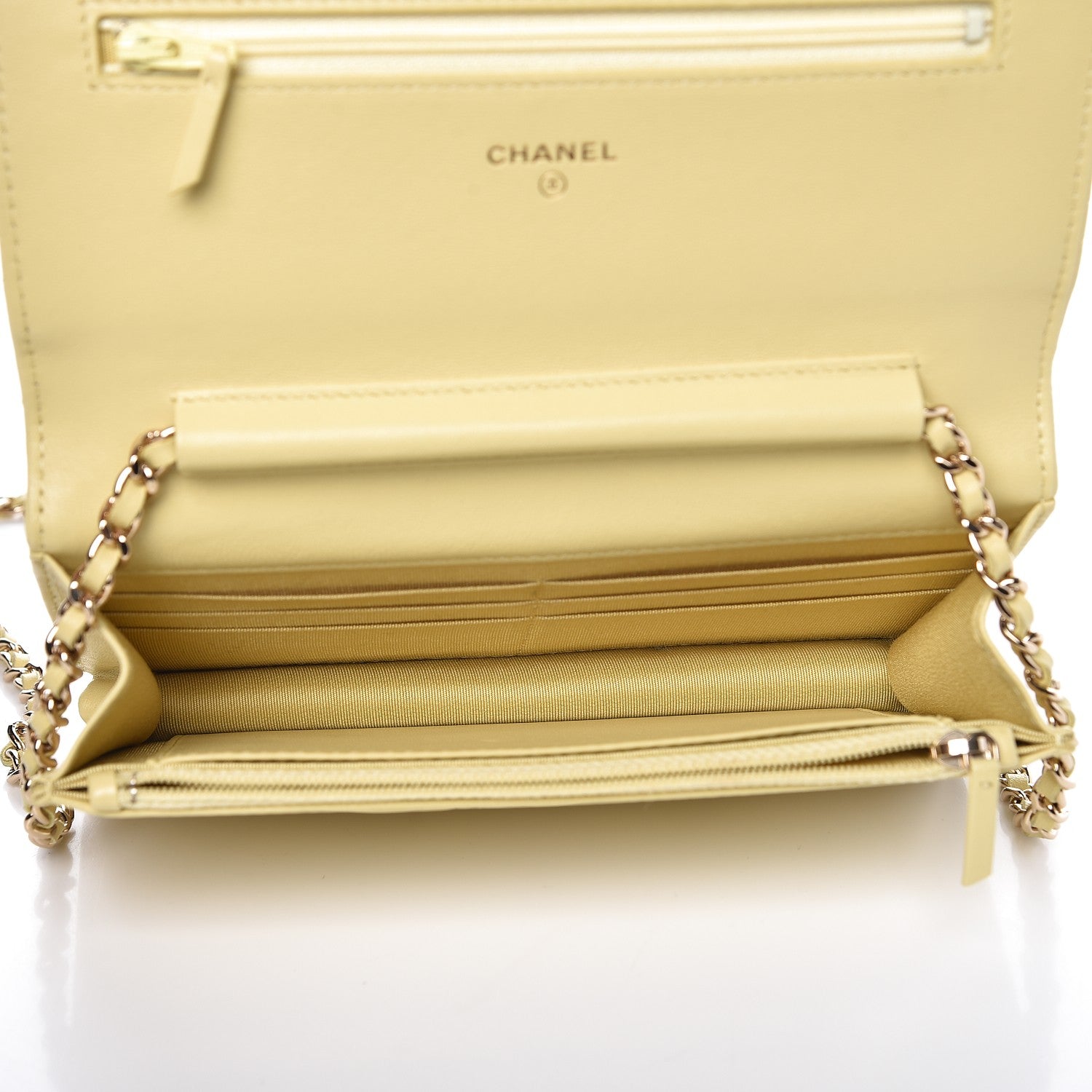 Chanel Lambskin Quilted Wallet on Chain WOC Yellow 14 of 19