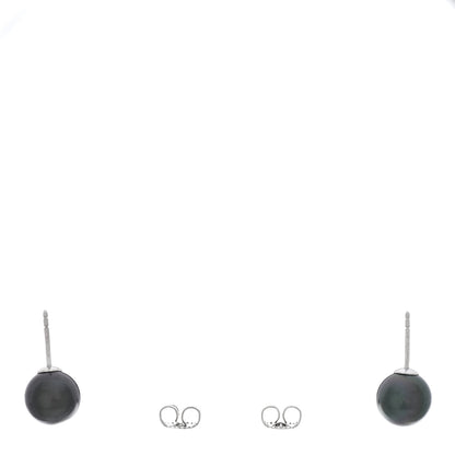 Tiffany 18K White Gold Tahitian Black Pearl 9-9.5mm Stud Earrings 3 of 5