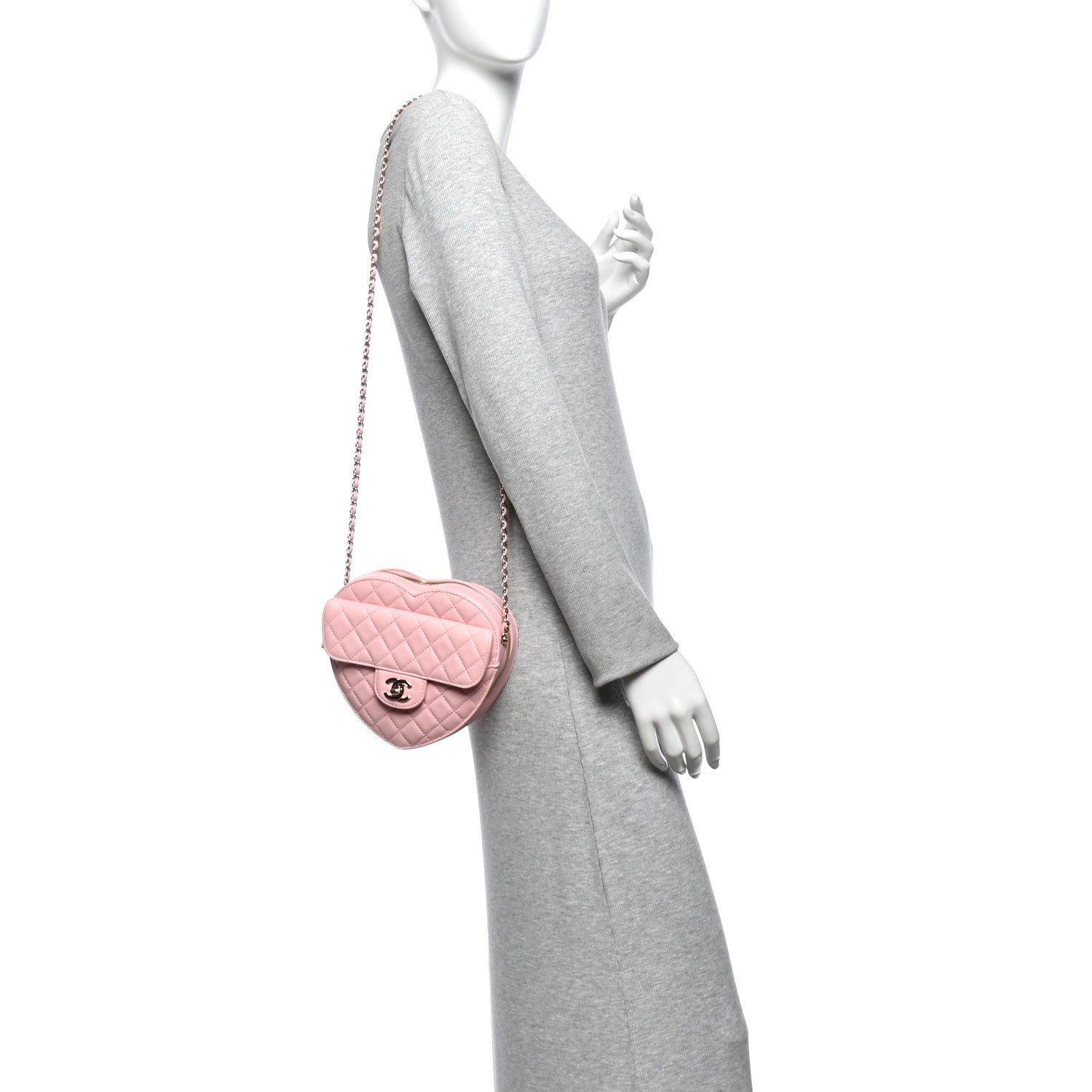 Chanel Lambskin Quilted Large CC In Love Heart Bag Light Pink 2 of 10