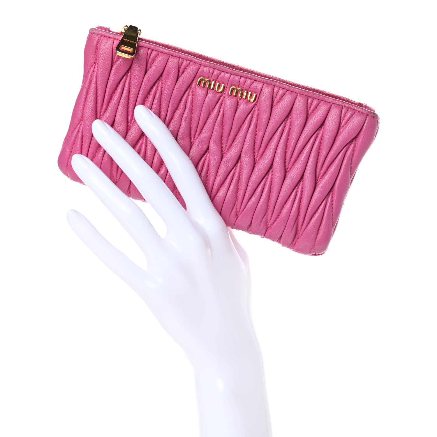 Miu Miu Nappa Matelasse Pouch Fuxia 2 of 14