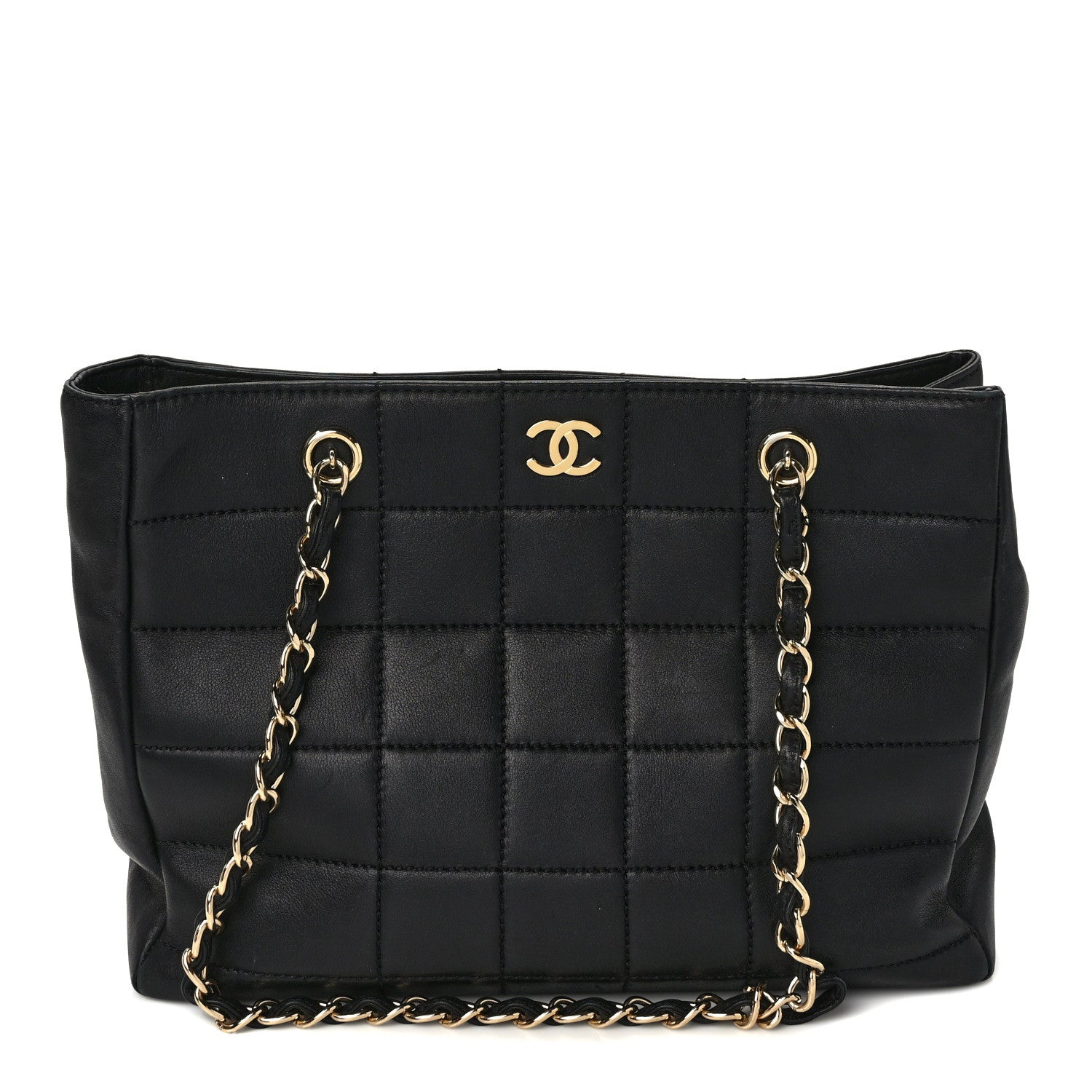 Chanel Calfskin Stitched Chocolate Bar Shopping Tote Black 1 of 12