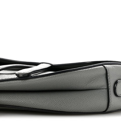 Christian Dior Grained Calfskin Saddle Bag Grey 10 of 12